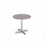 Roma circular dining table with 4 leg chrome base 800mm - grey oak RDC800-GO