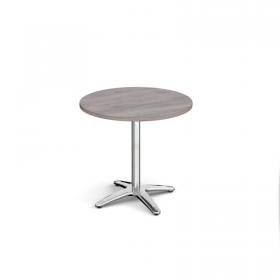 Roma circular dining table with 4 leg chrome base 800mm - grey oak RDC800-GO