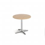 Roma circular dining table with 4 leg chrome base 800mm - kendal oak RDC800-KO