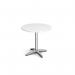 Roma circular dining table with 4 leg chrome base 800mm - white RDC800-WH