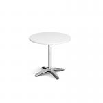 Roma circular dining table with 4 leg chrome base 800mm - white RDC800-WH
