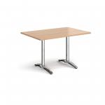 Roma rectangular dining table with 4 leg chrome base 1200mm x 800mm - beech