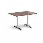 Roma rectangular dining table with 4 leg chrome base 1200mm x 800mm - walnut