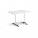Roma rectangular dining table with 4 leg chrome base 1200mm x 800mm - white