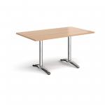Roma rectangular dining table with 4 leg chrome base 1400mm x 800mm - beech