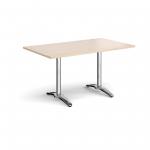 Roma rectangular dining table with 4 leg chrome base 1400mm x 800mm - maple