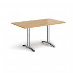 Roma rectangular dining table with 4 leg chrome base 1400mm x 800mm - oak