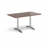 Roma rectangular dining table with 4 leg chrome base 1400mm x 800mm - walnut