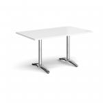Roma rectangular dining table with 4 leg chrome base 1400mm x 800mm - white