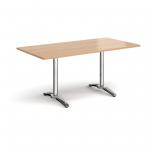 Roma rectangular dining table with 4 leg chrome base 1600mm x 800mm - beech