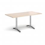 Roma rectangular dining table with 4 leg chrome base 1600mm x 800mm - maple