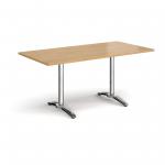 Roma rectangular dining table with 4 leg chrome base 1600mm x 800mm - oak