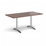 Roma rectangular dining table with 4 leg chrome base 1600mm x 800mm - walnut