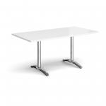 Roma rectangular dining table with 4 leg chrome base 1600mm x 800mm - white