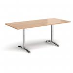 Roma rectangular dining table with 4 leg chrome base 1800mm x 800mm - beech