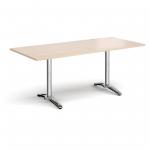 Roma rectangular dining table with 4 leg chrome base 1800mm x 800mm - maple