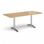 Roma rectangular dining table with 4 leg chrome base 1800mm x 800mm - oak