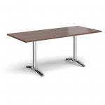 Roma rectangular dining table with 4 leg chrome base 1800mm x 800mm - walnut