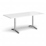 Roma rectangular dining table with 4 leg chrome base 1800mm x 800mm - white