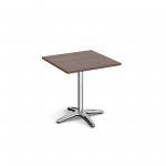 Roma square dining table with 4 leg chrome base 700mm - walnut