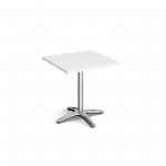 Roma square dining table with 4 leg chrome base 700mm - white