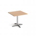 Roma square dining table with 4 leg chrome base 800mm - beech RDS800-B