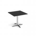 Roma square dining table with 4 leg chrome base 800mm - Black RDS800-BK