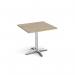 Roma square dining table with 4 leg chrome base 800mm - barcelona walnut RDS800-BW