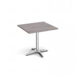 Roma square dining table with 4 leg chrome base 800mm - grey oak RDS800-GO