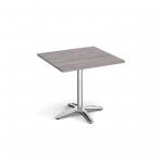 Roma square dining table with 4 leg chrome base 800mm - grey oak RDS800-GO