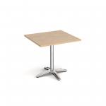 Roma square dining table with 4 leg chrome base 800mm - kendal oak RDS800-KO