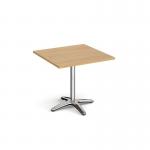 Roma square dining table with 4 leg chrome base 800mm - oak RDS800-O