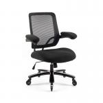 Reiki low back heavy duty mesh chair with adjustable arms and fabric seat REI300T1-K