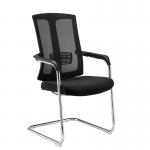 Ronan chrome cantilever frame conference chair with mesh back - black