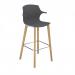 Roscoe high stool with natural oak legs and plastic shell with arms - charcoal grey ROS01-HSA-CG