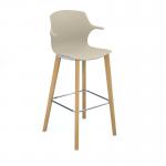 Roscoe high stool with natural oak legs and plastic shell with arms - sandy beech ROS01-HSA-SB