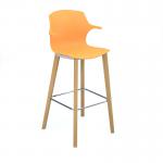 Roscoe high stool with natural oak legs and plastic shell with arms - warm yellow ROS01-HSA-WY