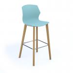 Roscoe high stool with natural oak legs and plastic shell - ice blue ROS01-HS-IB