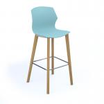 Roscoe high stool with natural oak legs and plastic shell - ice blue ROS01-HS-IB