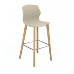 Roscoe high stool with natural oak legs and plastic shell - sandy beech ROS01-HS-SB