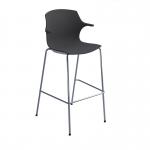 Roscoe high stool with chrome legs and plastic shell with arms - charcoal grey ROS02-HSA-CG