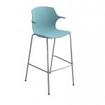 Roscoe high stool with chrome legs and plastic shell with arms - ice blue ROS02-HSA-IB