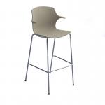 Roscoe high stool with chrome legs and plastic shell with arms - sandy beech ROS02-HSA-SB