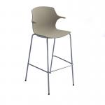 Roscoe high stool with chrome legs and plastic shell with arms - sandy beech ROS02-HSA-SB