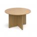 Arrow head leg circular meeting table 1200mm - oak RT12O