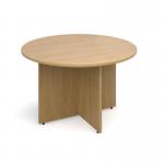 Arrow head leg circular meeting table 1200mm - oak