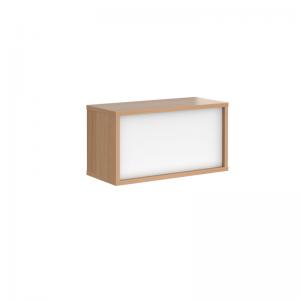 Denver reception straight top unit 800mm - beech with white panels