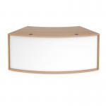 Denver reception 45° curved base unit 1800mm - beech with white panels RUHC18D-BWH