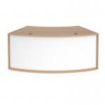 Denver reception 45 curved base unit 1800mm - beech with white panels RUHC18D-BWH