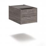 Maestro 25 shallow 2 drawer fixed pedestal for 600mm deep desks - grey oak S2FGO